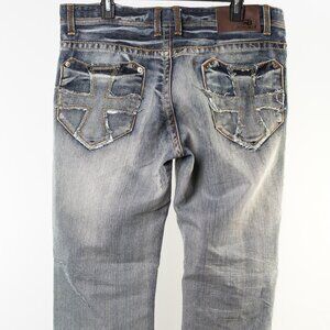 Royal Blue Men’s Jeans 36x30 Light Wash Distressed Denim